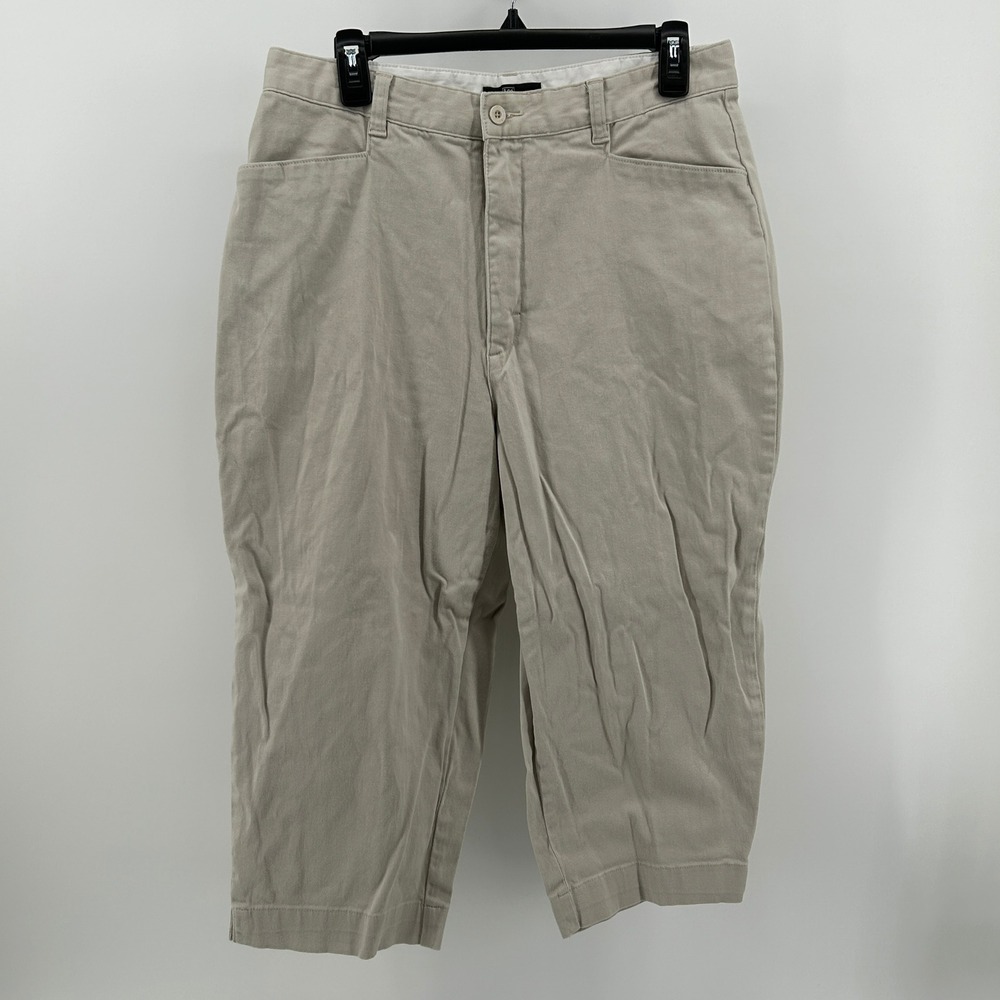 Lee Khakis Women 14M Beige Capri Pants‎ Cotton Blend Stretch Casual Workwear